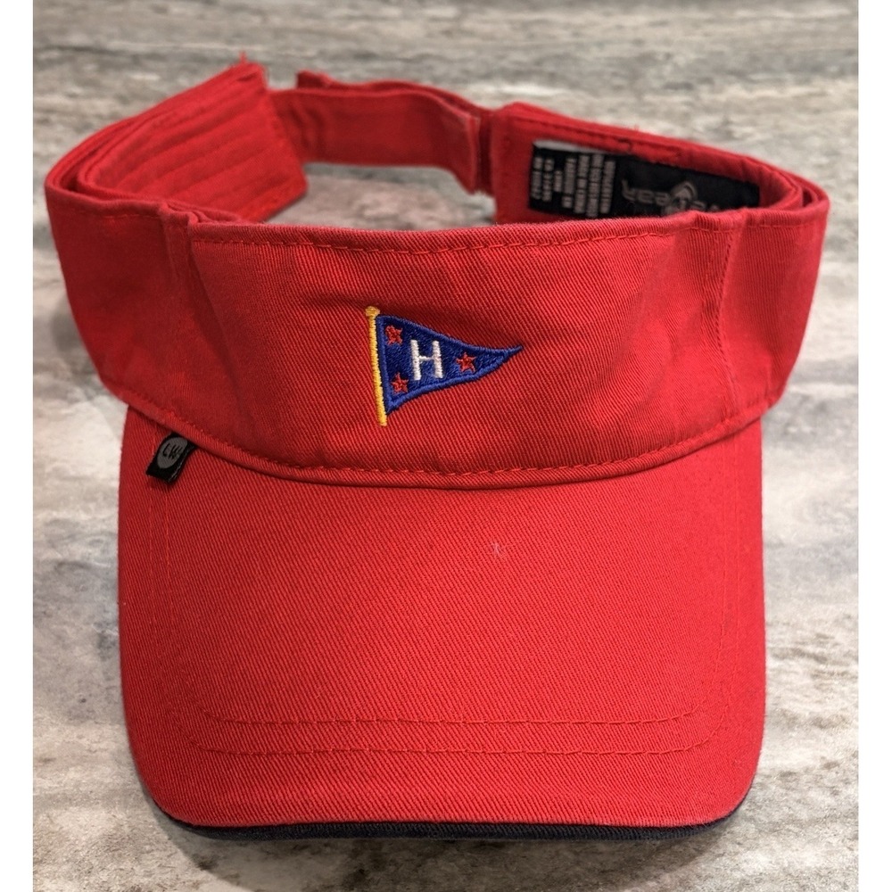 Levelwear Red Golf Tennis Visor Hat Adjustable One Size Embroidered Flag Logo